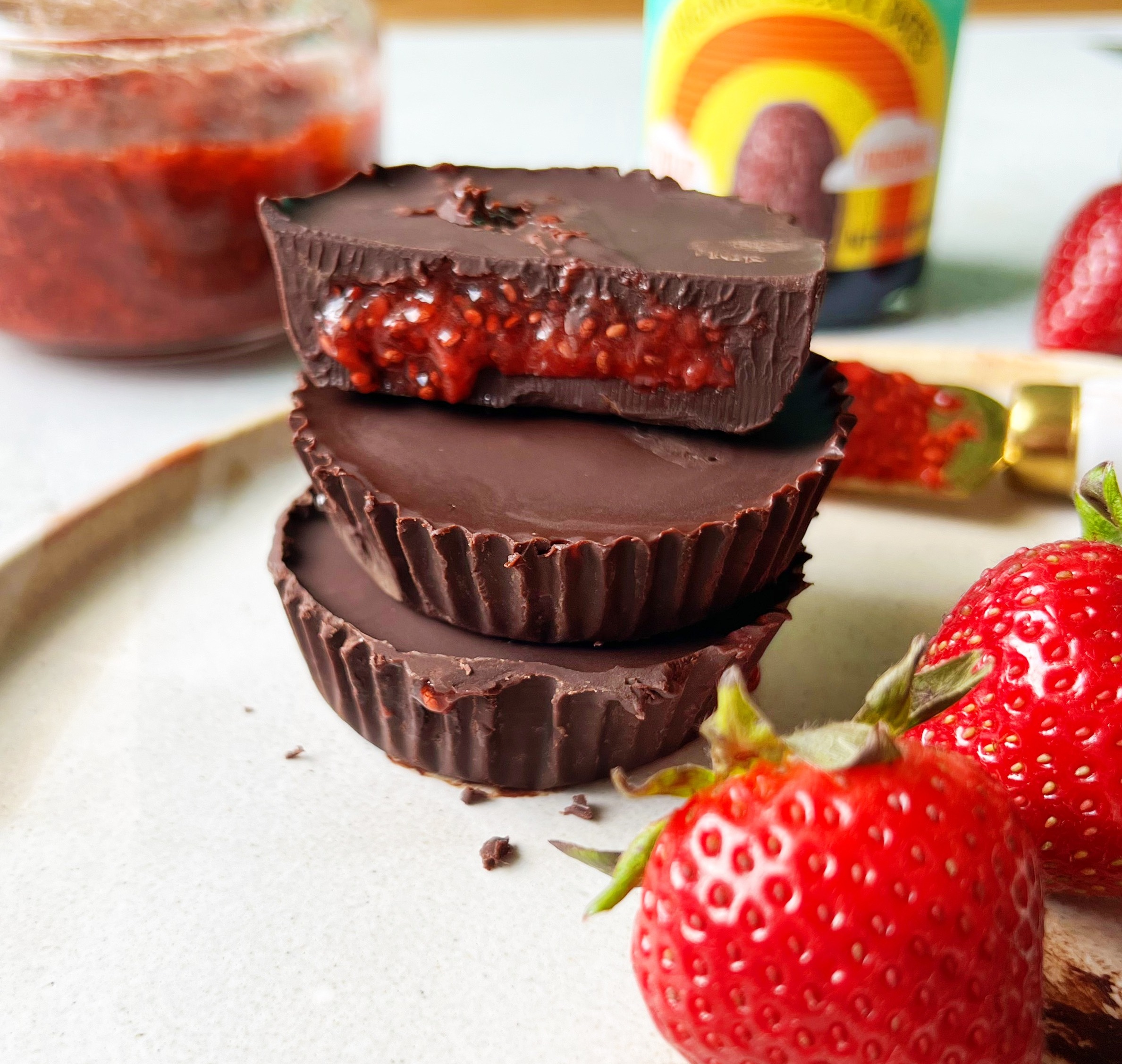 Chocolate Strawberry Jam Cups