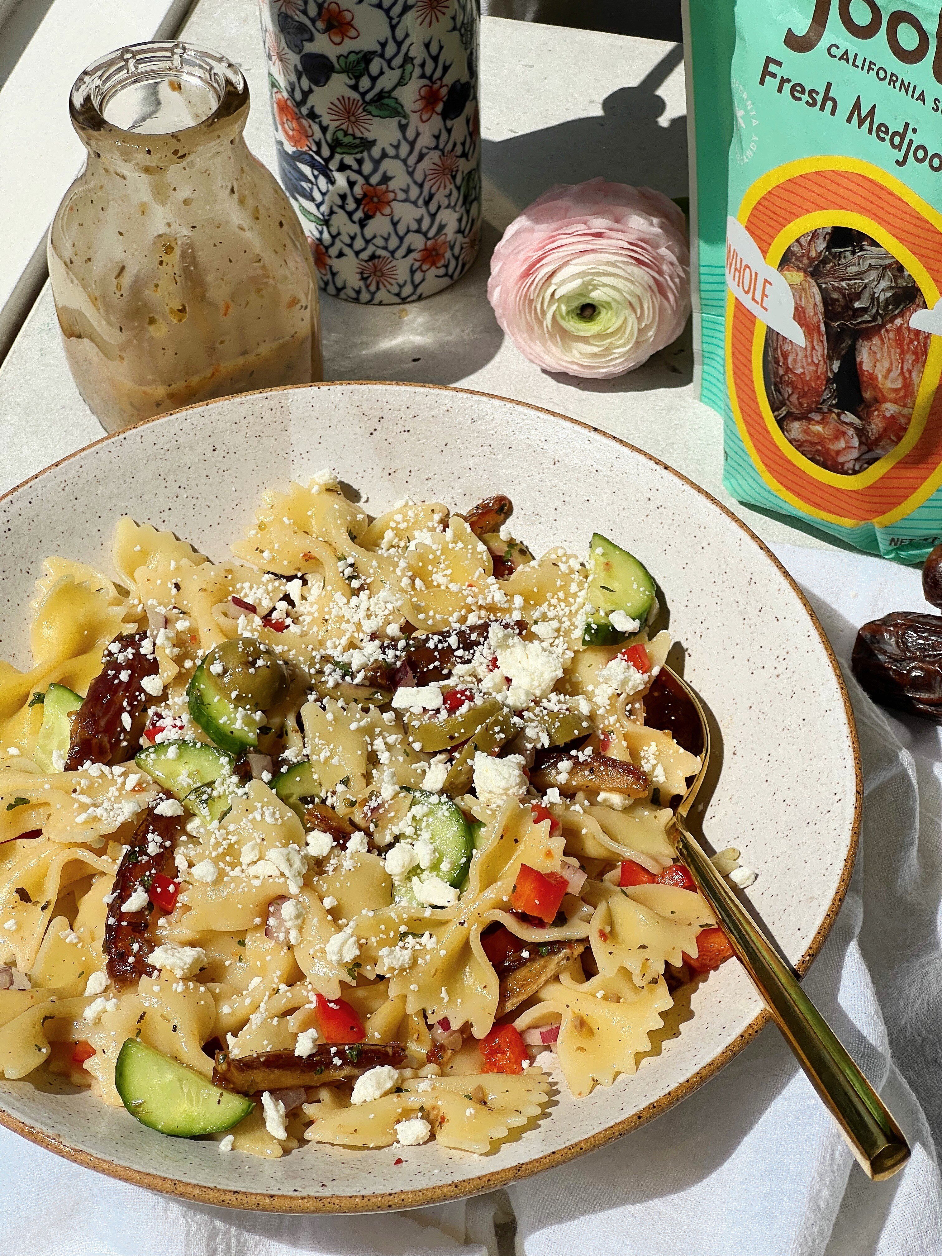 italian pasta salad with medjool dates