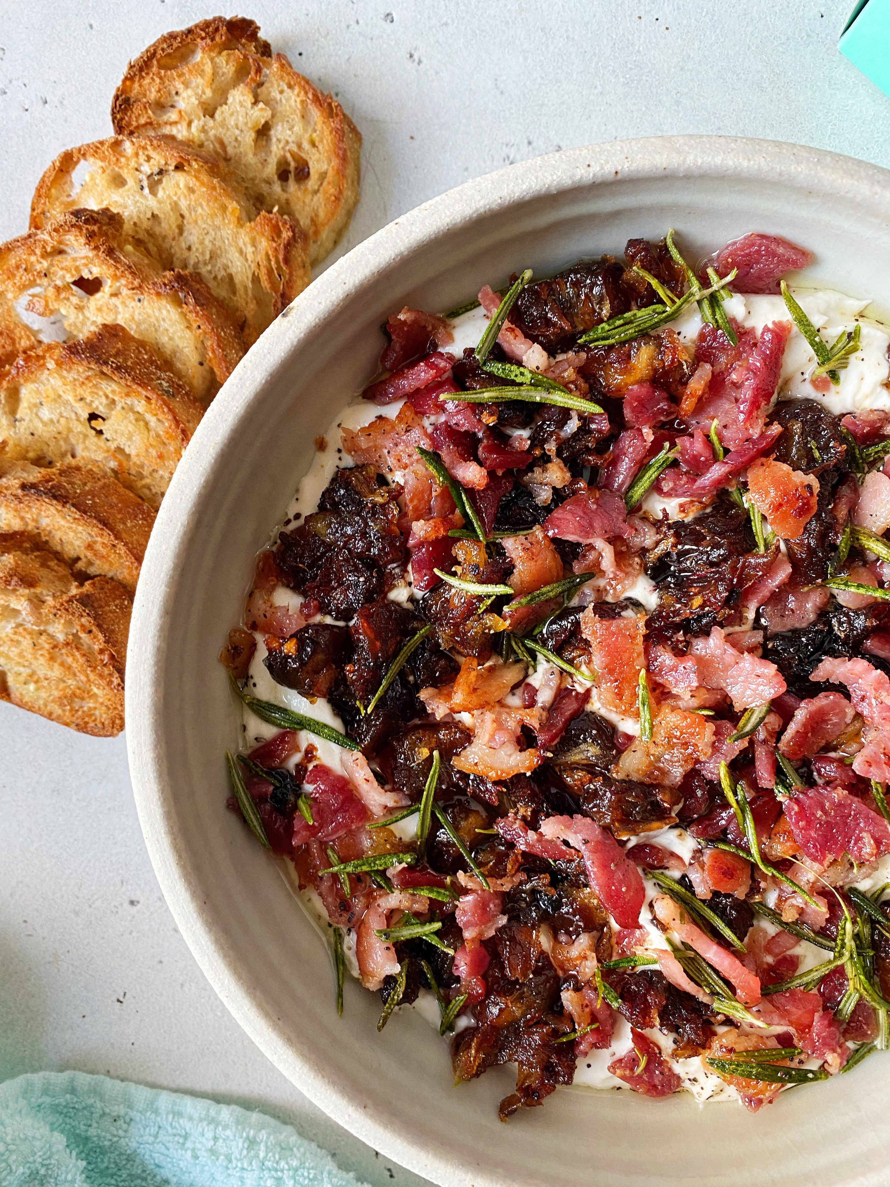 Whipped Goat Cheese Dip with Bacon and Dates