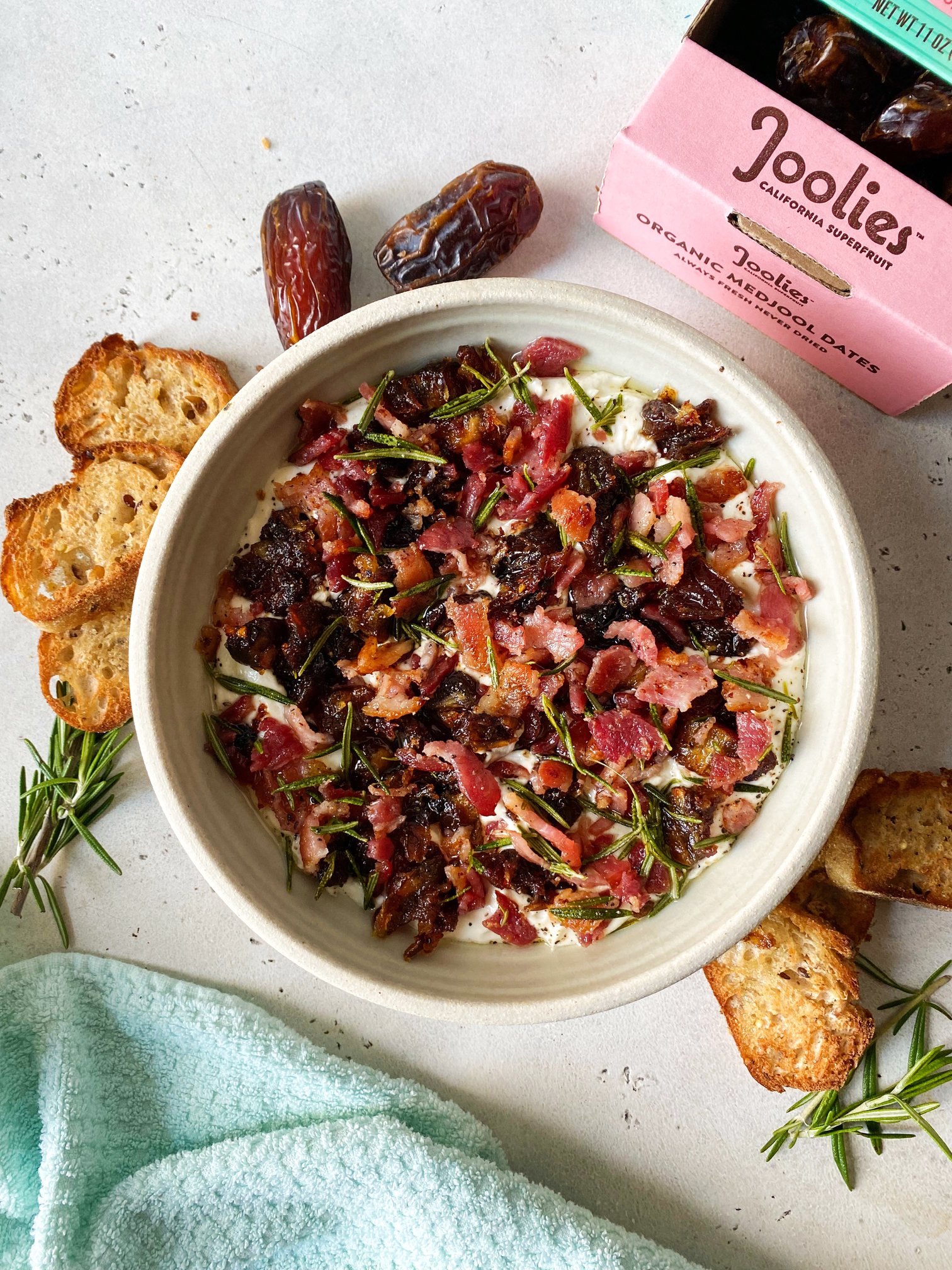 Whipped Goat Cheese Dip with Bacon and Dates