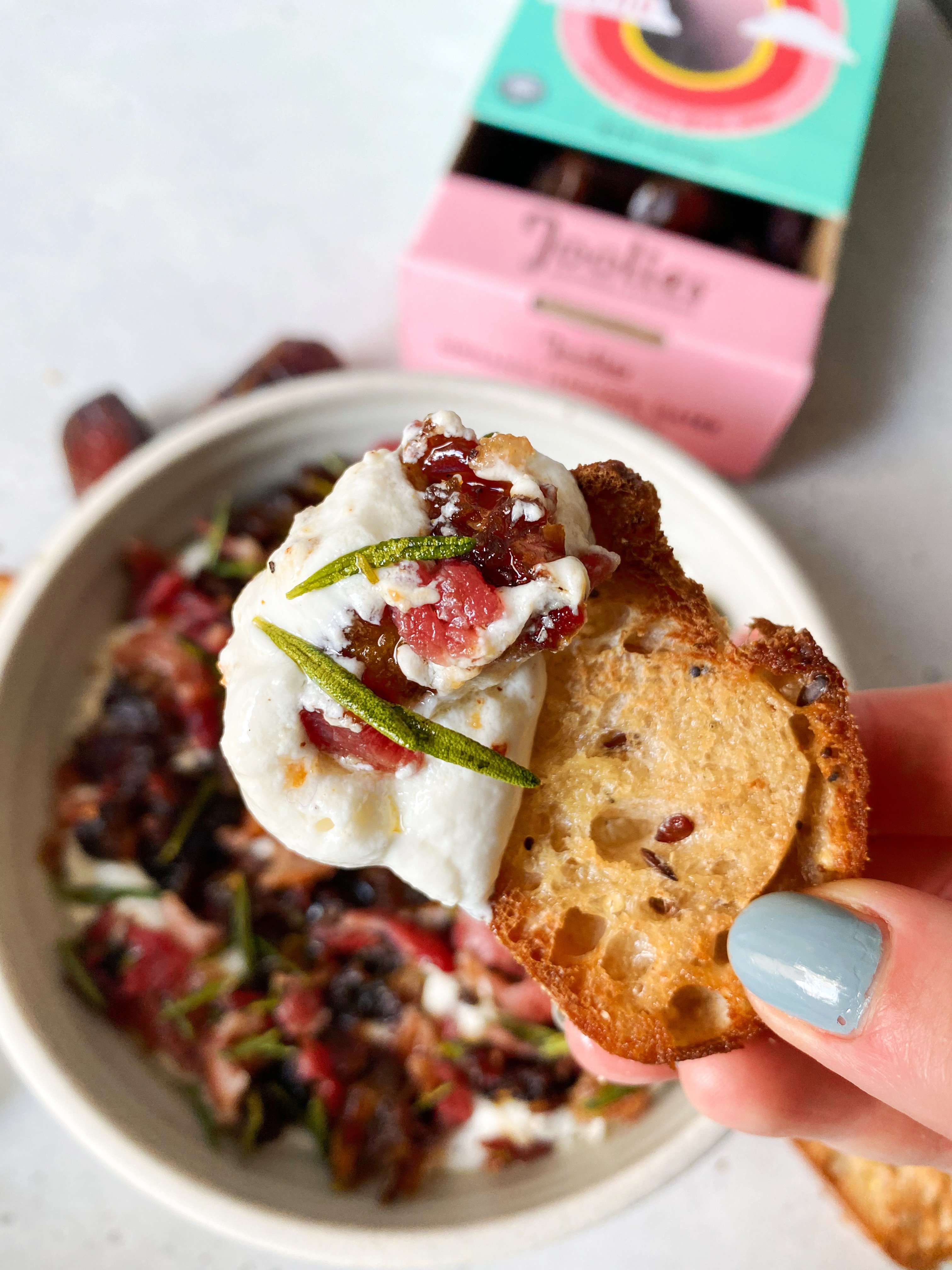 Whipped Goat Cheese Dip with Bacon and Dates