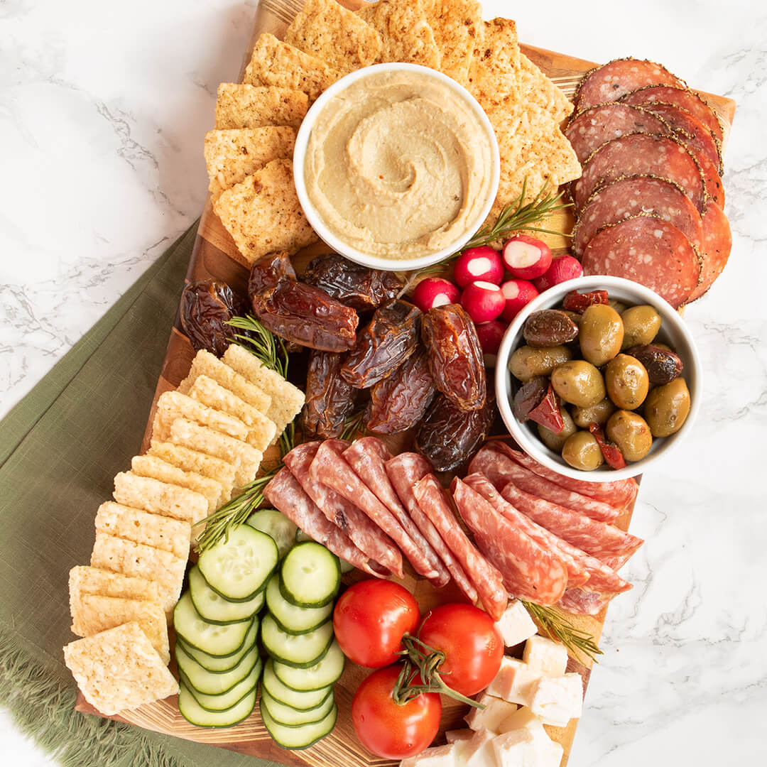 mediterranean charcuterie board, medjool dates