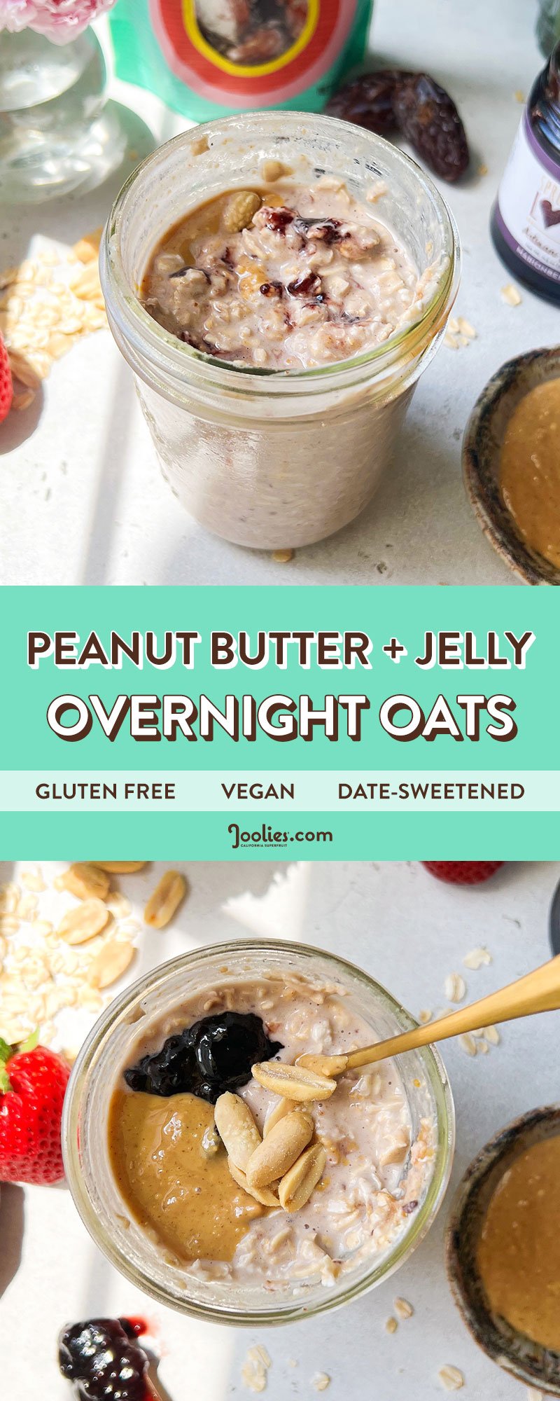 Peanut Butter + Jelly Overnight Oats