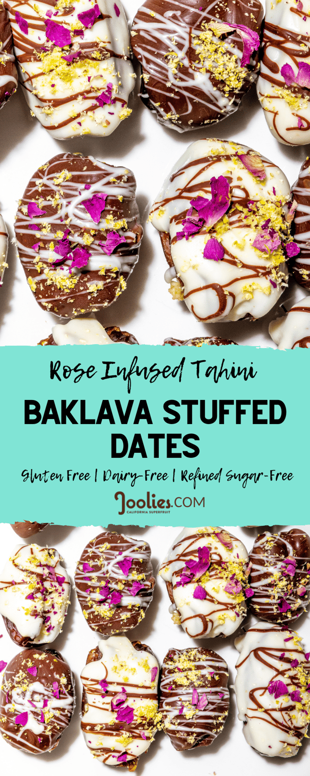 rose tahini baklava stuffed dates
